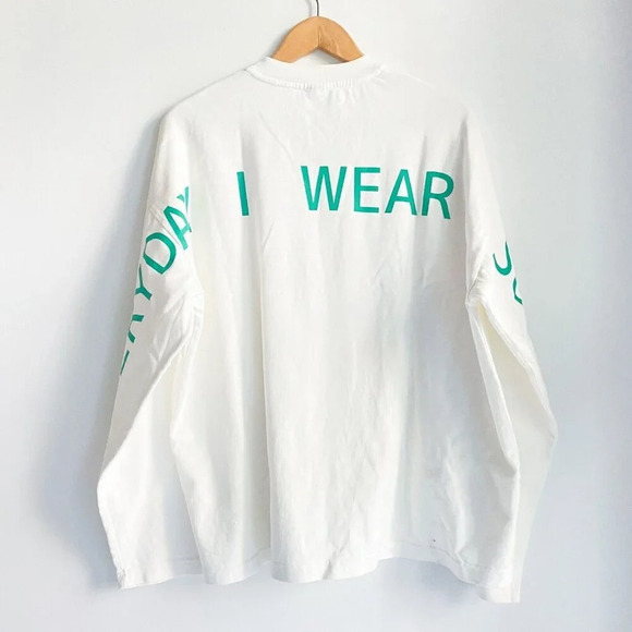 Sunnei White  teal Spellout Long Sleeve T shirt Top S - Picture 3 of 9
